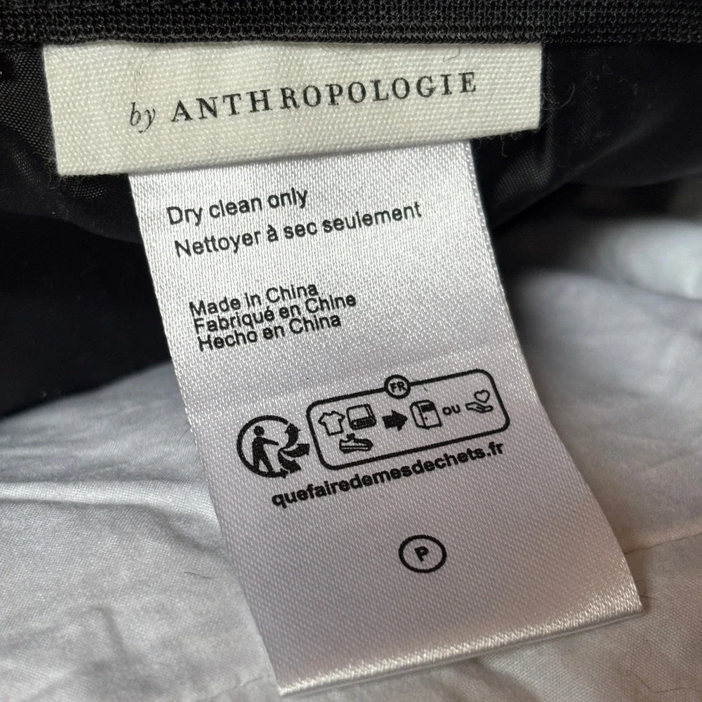 Anthropologie Black Woven Faux Fur Decorative Accent Pillow Down Feather Fill